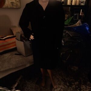 Moda International Black Button-Front Midi Coat